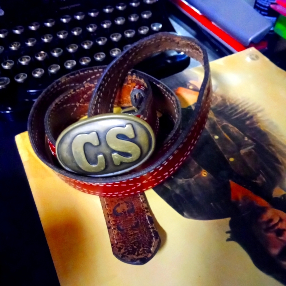Marlboro Red Western Belt,          w/ "CS" buckle by Cody Cleen